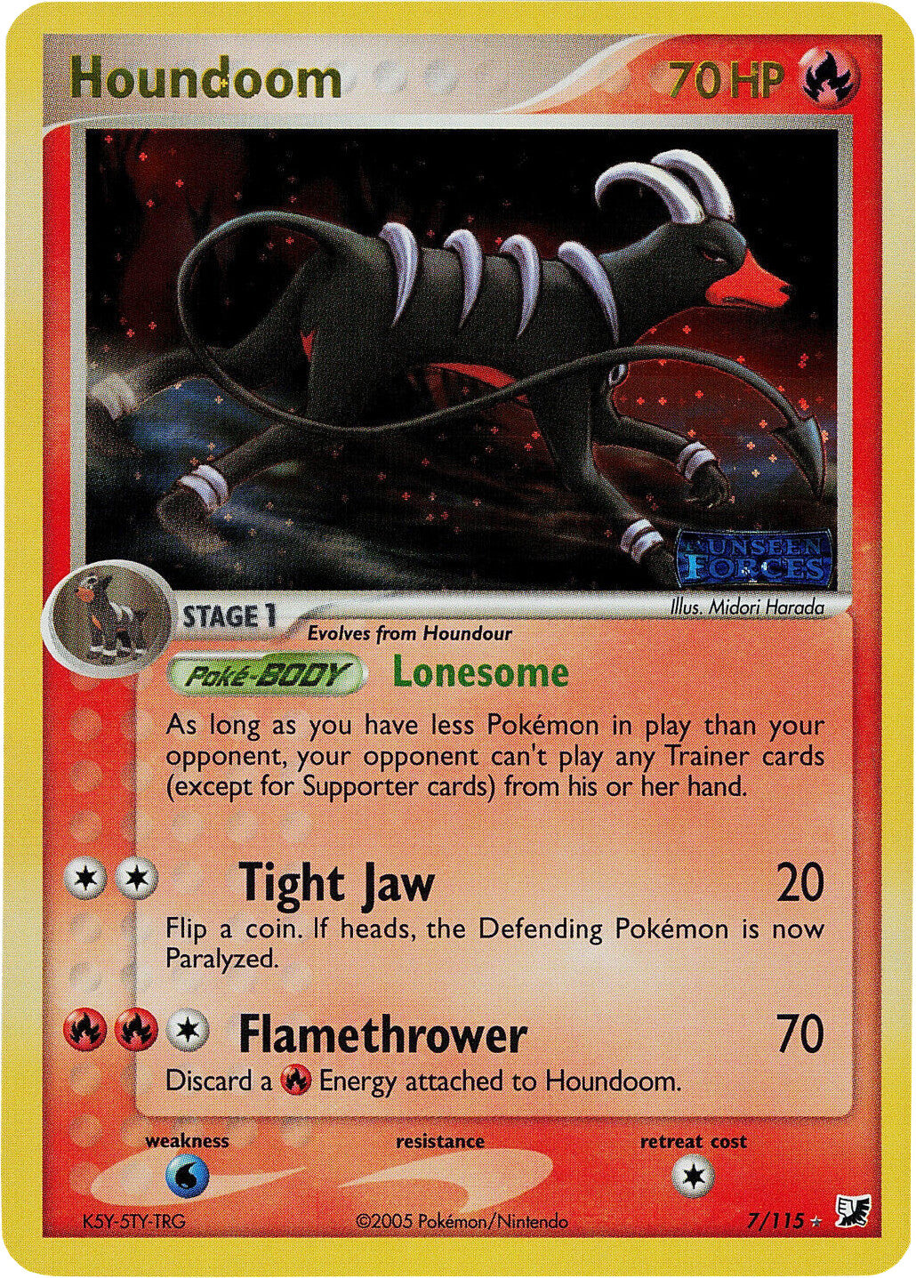 Houndoom (7/115) (Stamped) [EX: Unseen Forces] | Card Merchant Takapuna