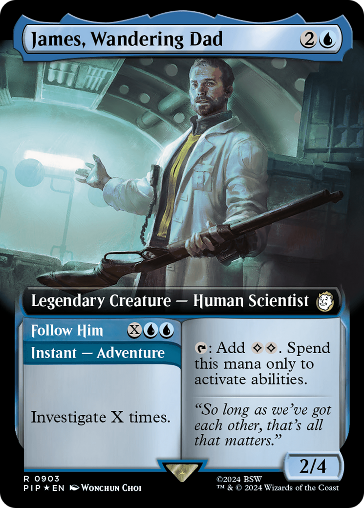 James, Wandering Dad // Follow Him (Extended Art) (Surge Foil) [Fallout] | Card Merchant Takapuna