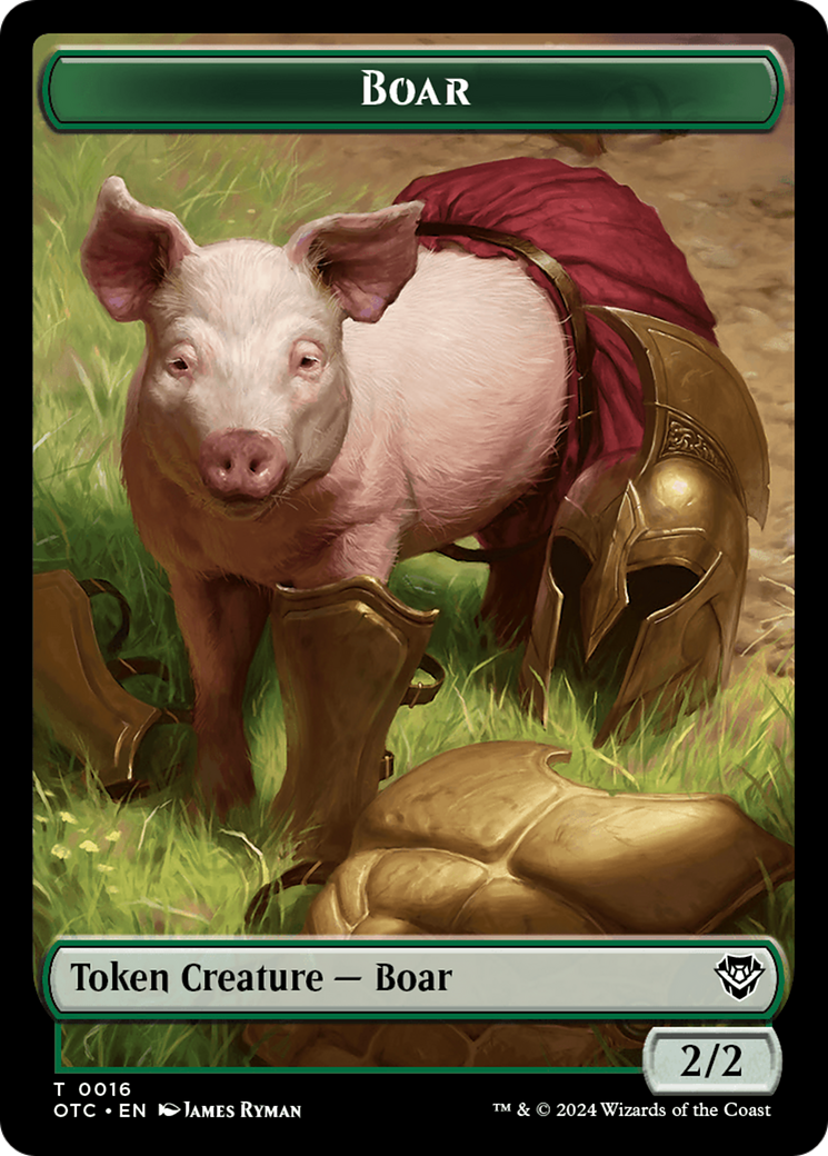 Boar // Manifest Double-Sided Token [Outlaws of Thunder Junction Commander Tokens] | Card Merchant Takapuna