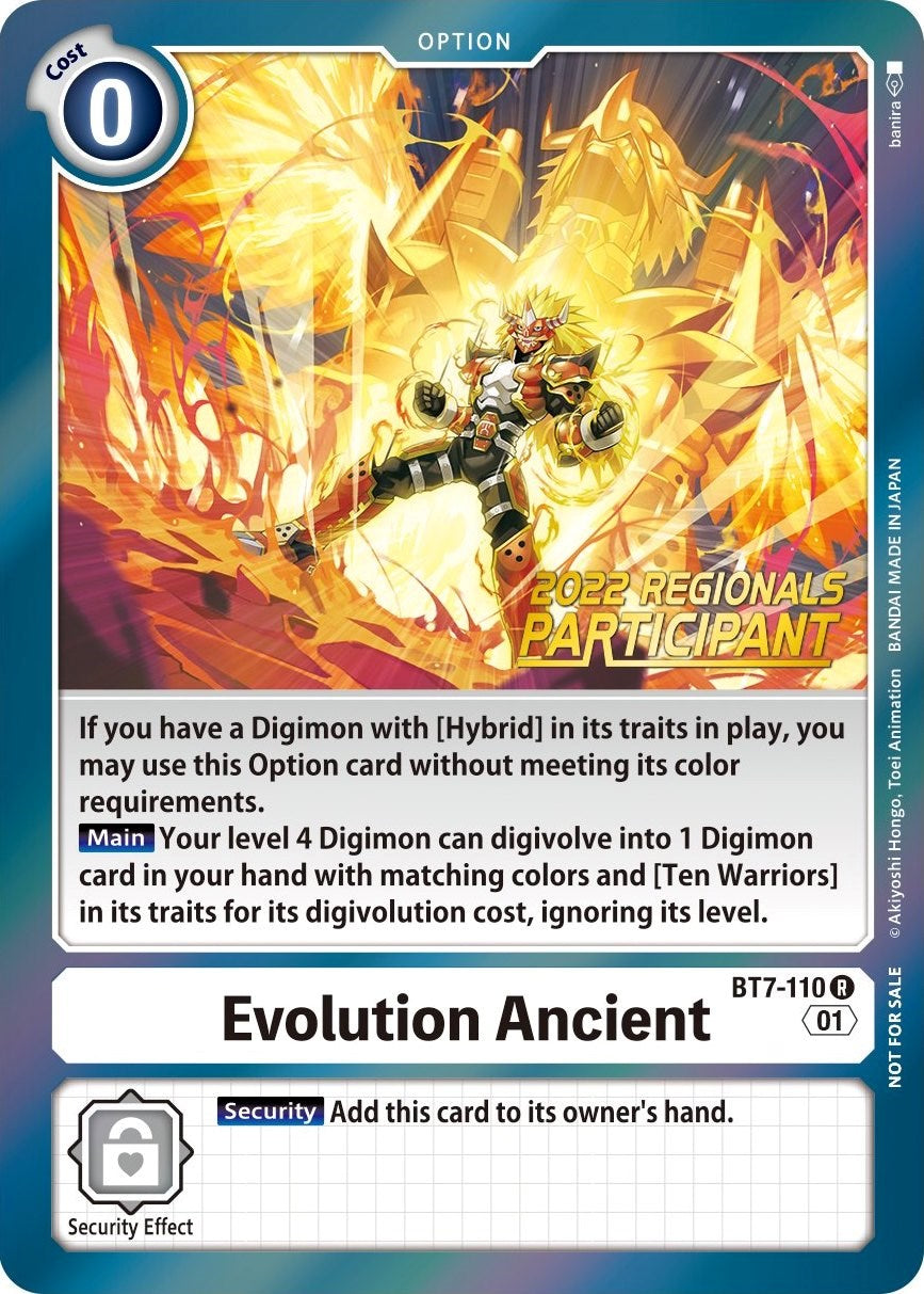 Evolution Ancient [BT7-110] (2022 Championship Offline Regional) (Online Participant) [Next Adventure Promos] | Card Merchant Takapuna