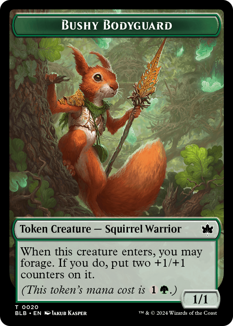 Emblem - Ral, Crackling Wit // Bushy Bodyguard Double-Sided Token [Bloomburrow Tokens] | Card Merchant Takapuna