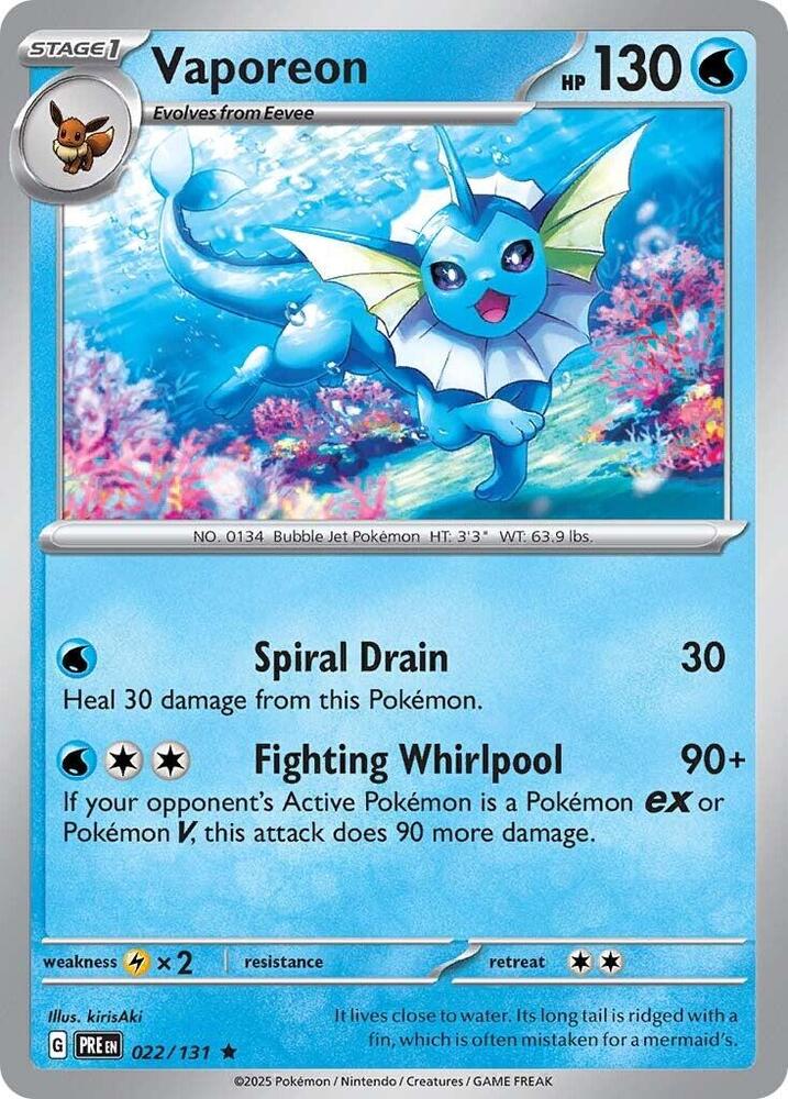 Vaporeon (022/131) [Scarlet & Violet: Prismatic Evolutions] | Card Merchant Takapuna