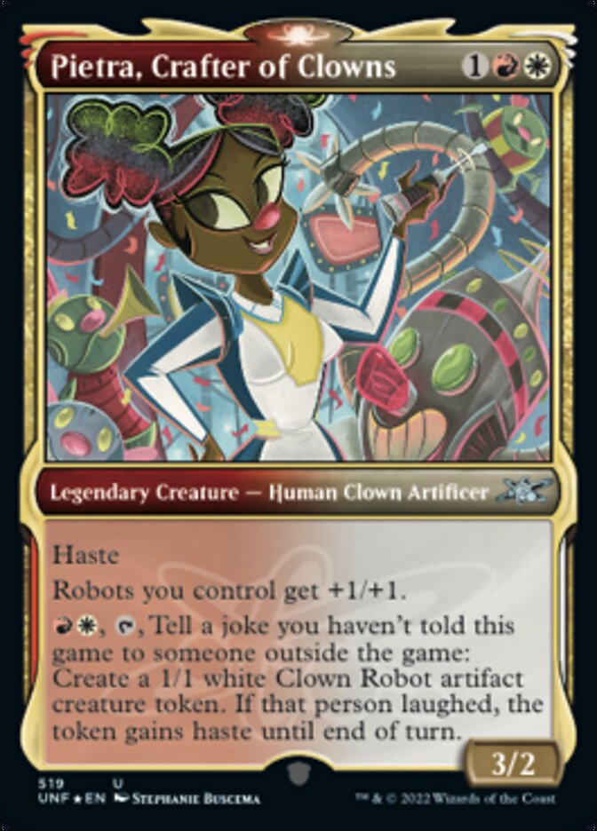 Pietra, Crafter of Clowns (Showcase) (Galaxy Foil) [Unfinity] | Card Merchant Takapuna