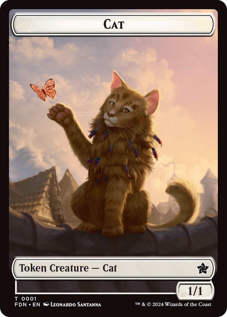 Cat (0001) // Cat (0002) Doubled-Sided Token [Foundations Tokens] | Card Merchant Takapuna