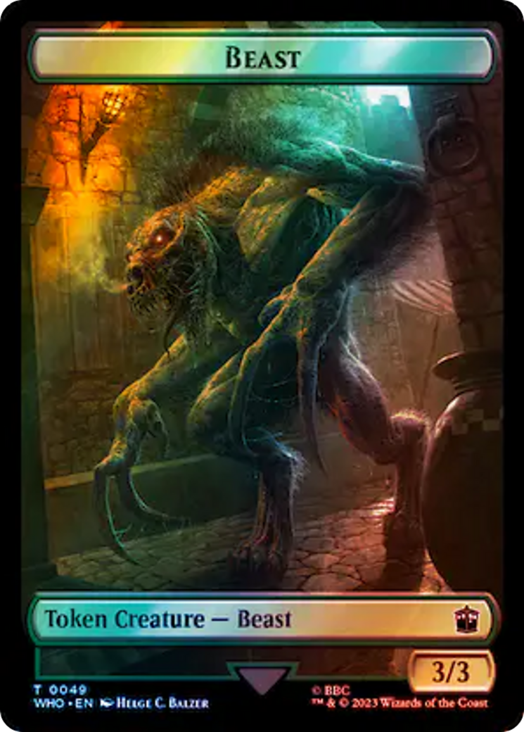 Human Noble // Beast Double-Sided Token (Surge Foil) [Doctor Who Tokens] | Card Merchant Takapuna