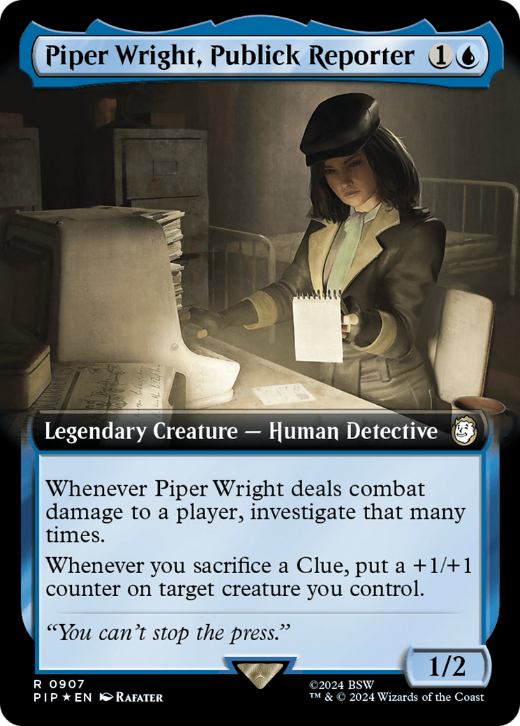 Piper Wright, Publick Reporter (Extended Art) (Surge Foil) [Fallout] | Card Merchant Takapuna