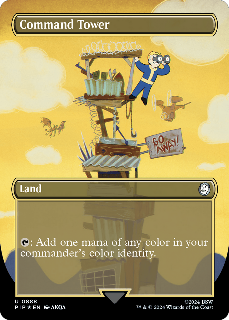 Command Tower (Borderless) (Surge Foil) [Fallout] | Card Merchant Takapuna