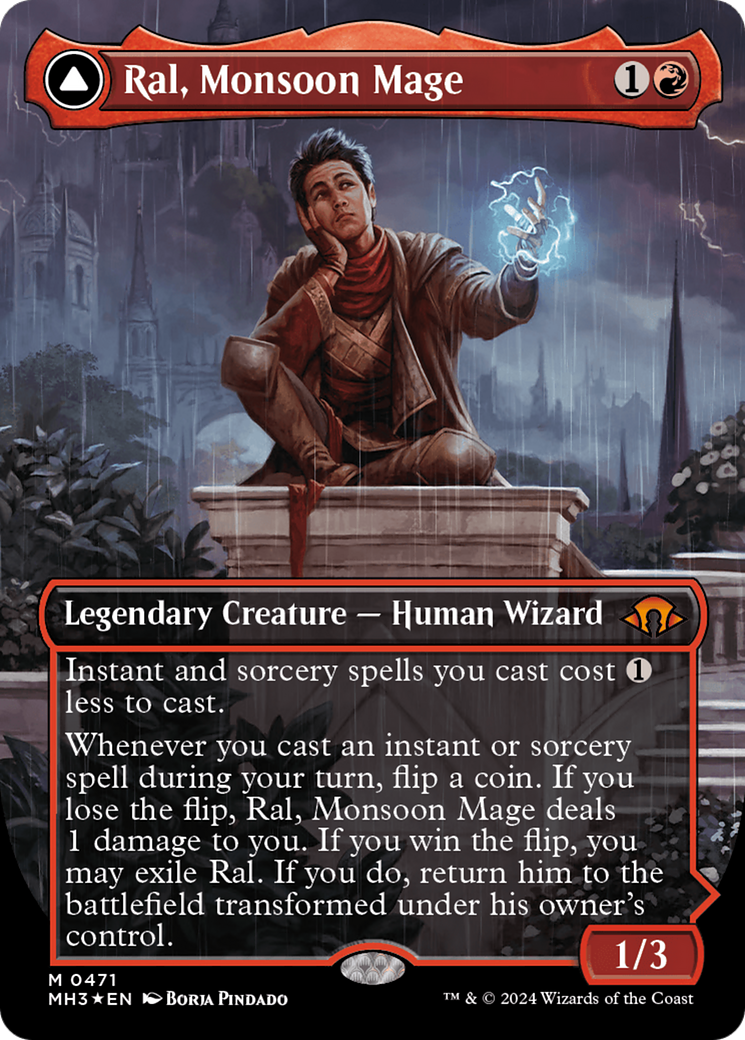 Ral, Monsoon Mage // Ral, Leyline Prodigy (Borderless) (Textured Foil) [Modern Horizons 3] | Card Merchant Takapuna