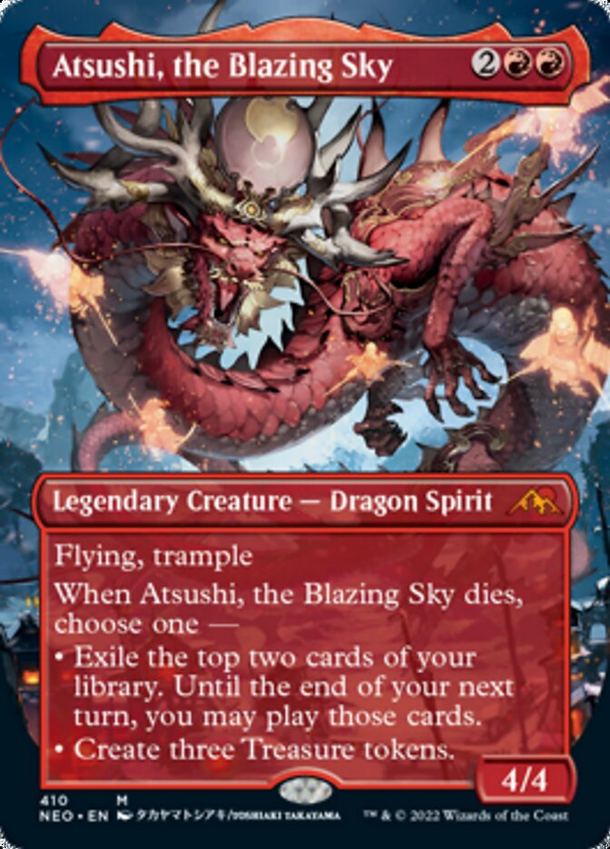 Atsushi, the Blazing Sky (Borderless Alternate Art) [Kamigawa: Neon Dynasty] | Card Merchant Takapuna