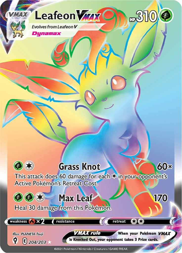 Leafeon VMAX (204/203) [Sword & Shield: Evolving Skies] | Card Merchant Takapuna