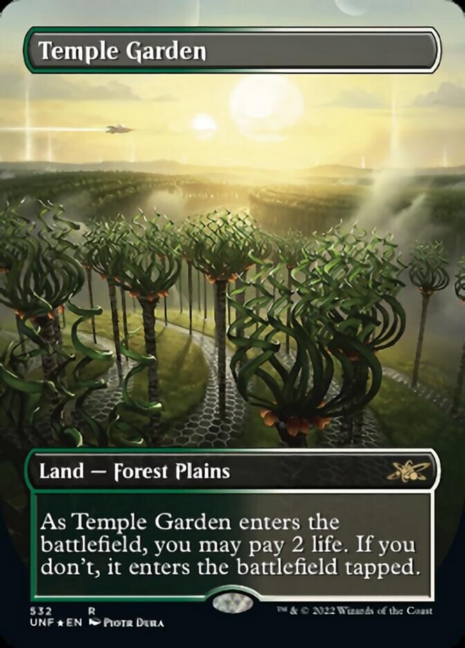 Temple Garden (Borderless) (Galaxy Foil) [Unfinity] | Card Merchant Takapuna