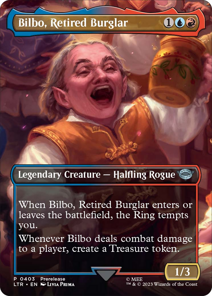 Bilbo, Retired Burglar (Borderless Alternate Art) [The Lord of the Rings: Tales of Middle-Earth] | Card Merchant Takapuna