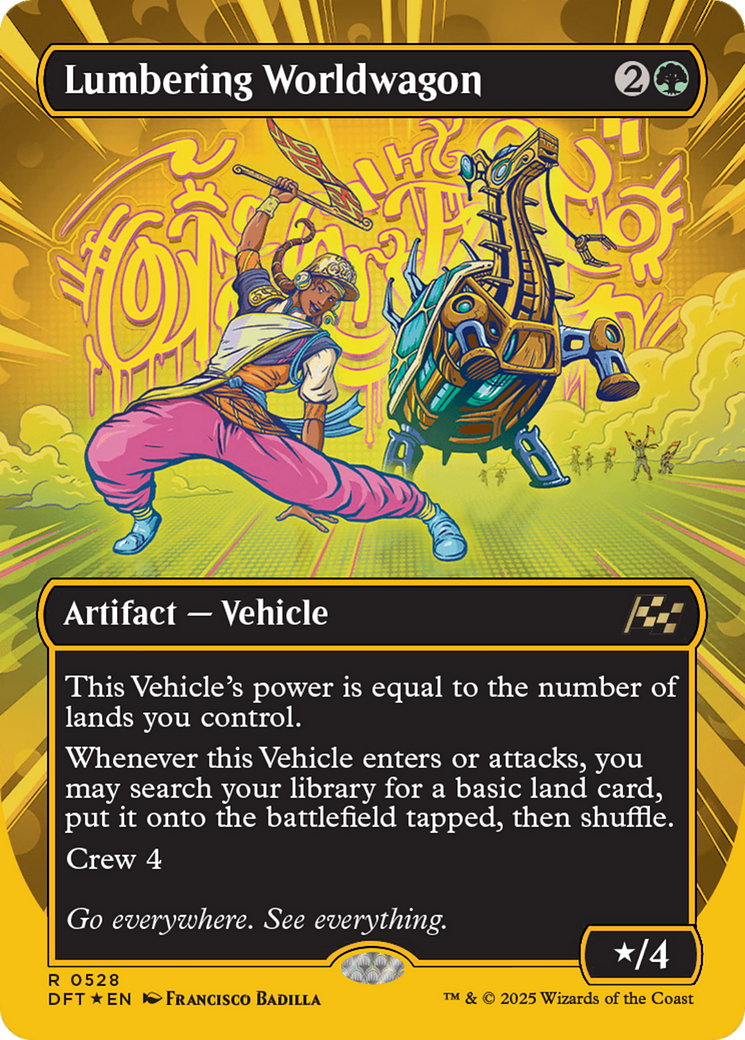 Lumbering Worldwagon (Borderless) (First-Place Foil) [Aetherdrift] | Card Merchant Takapuna