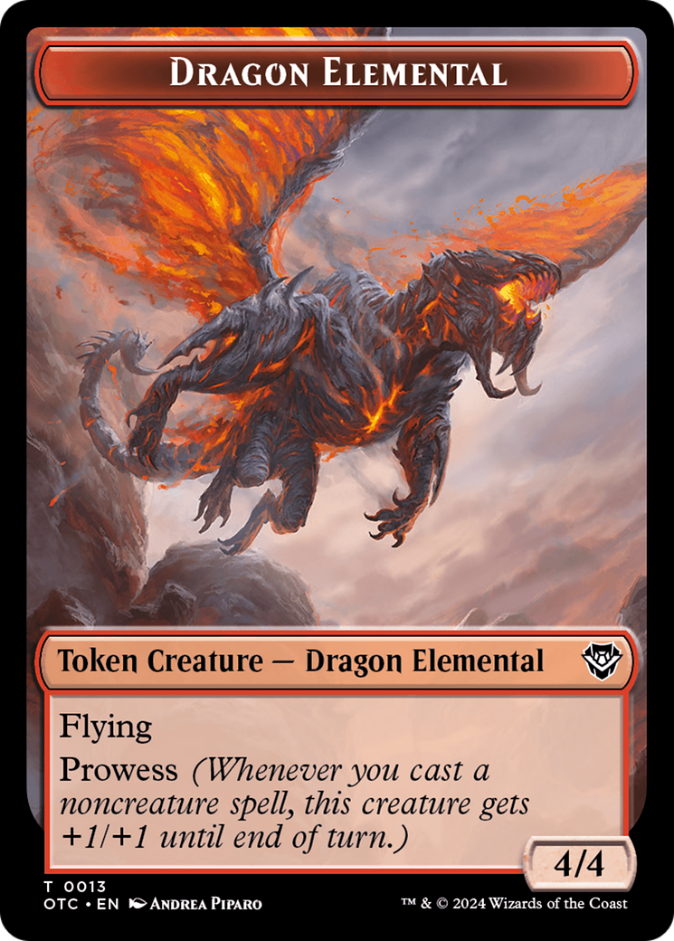 Dragon Elemental // Bird Illusion Double-Sided Token [Outlaws of Thunder Junction Commander Tokens] | Card Merchant Takapuna