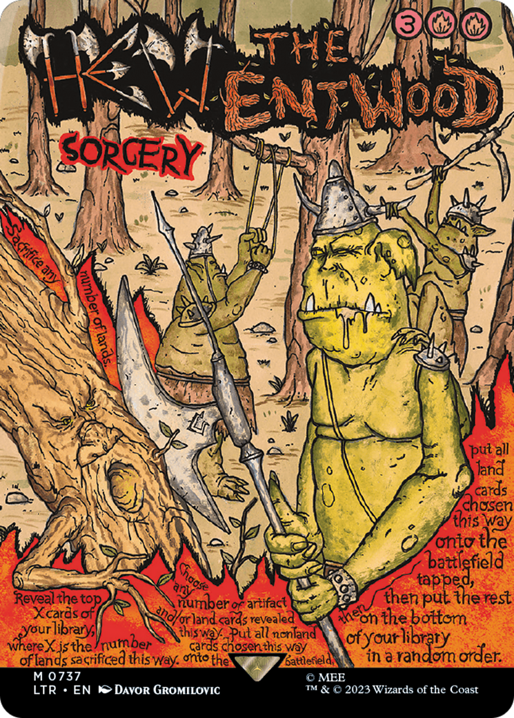 Hew the Entwood (Borderless Poster) [The Lord of the Rings: Tales of Middle-Earth] | Card Merchant Takapuna