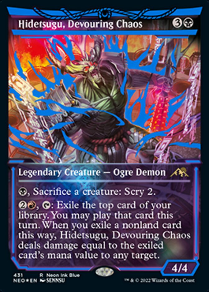 Hidetsugu, Devouring Chaos (Neon Ink Blue) [Kamigawa: Neon Dynasty] | Card Merchant Takapuna