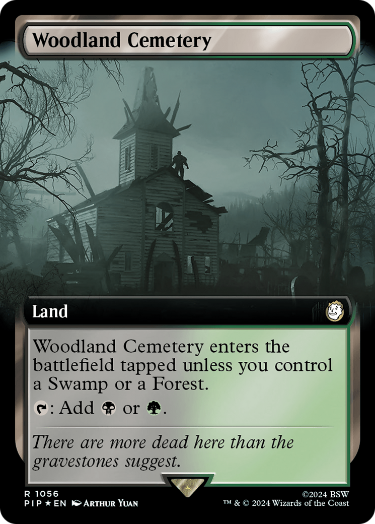 Woodland Cemetery (Extended Art) (Surge Foil) [Fallout] | Card Merchant Takapuna