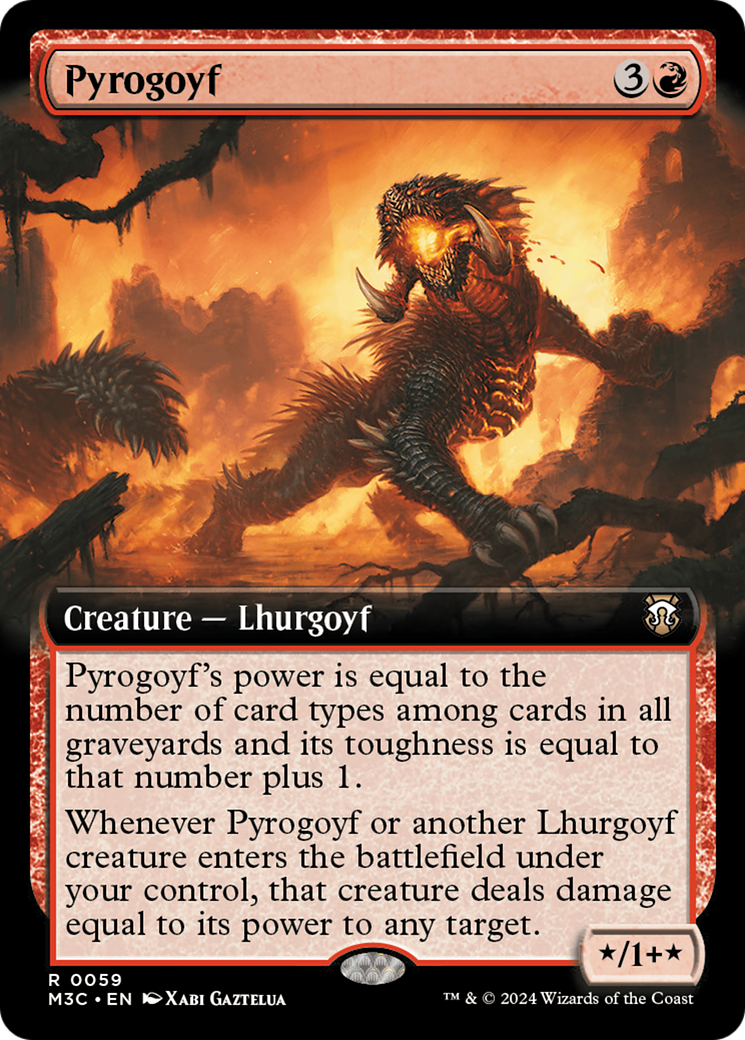 Pyrogoyf (Extended Art) (Ripple Foil) [Modern Horizons 3 Commander] | Card Merchant Takapuna