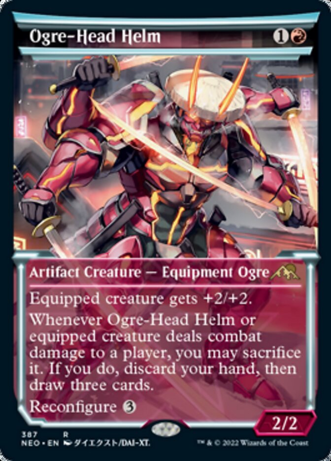 Ogre-Head Helm (Showcase Soft Glow) [Kamigawa: Neon Dynasty] | Card Merchant Takapuna