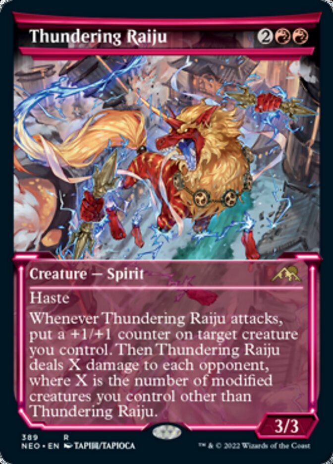 Thundering Raiju (Showcase Soft Glow) [Kamigawa: Neon Dynasty] | Card Merchant Takapuna