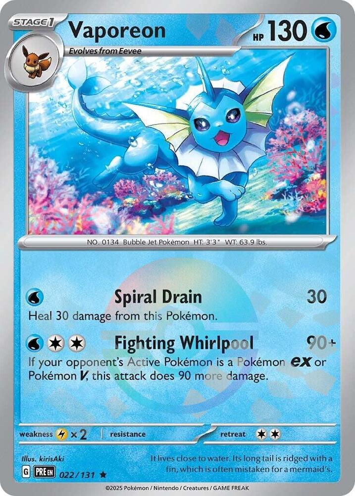 Vaporeon (022/131) (Poke Ball Pattern) [Scarlet & Violet: Prismatic Evolutions] | Card Merchant Takapuna