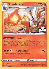 Cinderace (034/202) (League Promo) [Sword & Shield: Base Set] | Card Merchant Takapuna