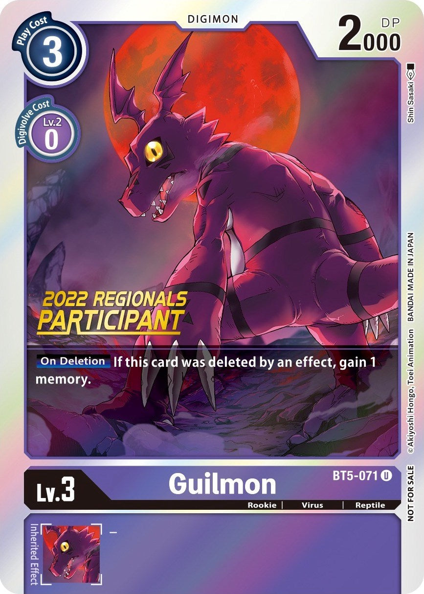 Guilmon [BT5-071] (2022 Championship Offline Regional) (Online Participant) [Battle of Omni Promos] | Card Merchant Takapuna