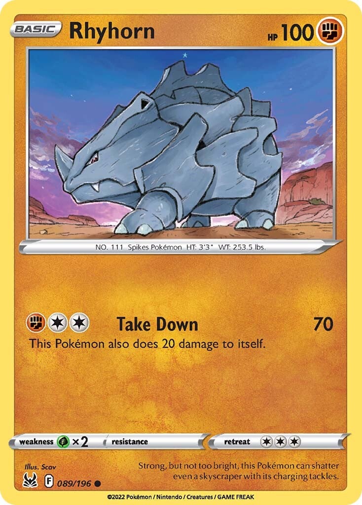 Rhyhorn (089/196) [Sword & Shield: Lost Origin] | Card Merchant Takapuna