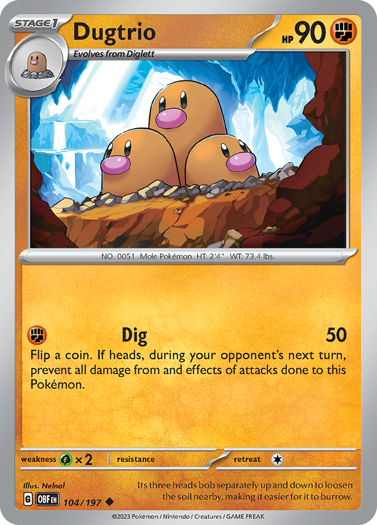 Dugtrio (104/197) [Scarlet & Violet: Obsidian Flames] | Card Merchant Takapuna