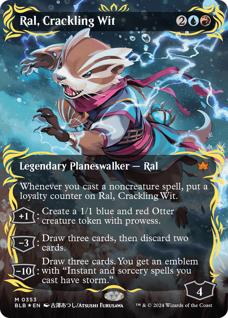 Ral, Crackling Wit (Borderless) (Raised Foil) [Bloomburrow] | Card Merchant Takapuna