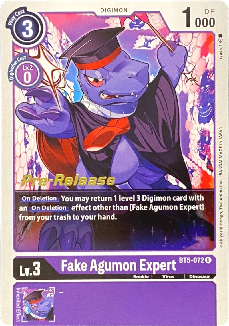 Fake Agumon Expert [BT5-072] [Battle of Omni Pre-Release Promos] | Card Merchant Takapuna