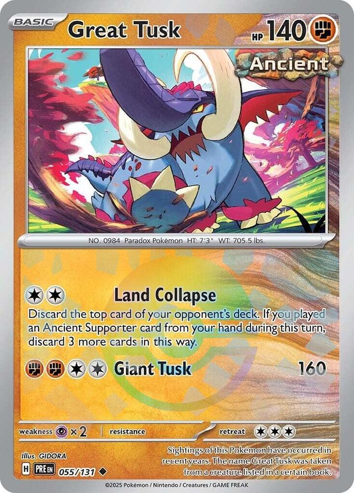 Great Tusk (055/131) (Poke Ball Pattern) [Scarlet & Violet: Prismatic Evolutions] | Card Merchant Takapuna