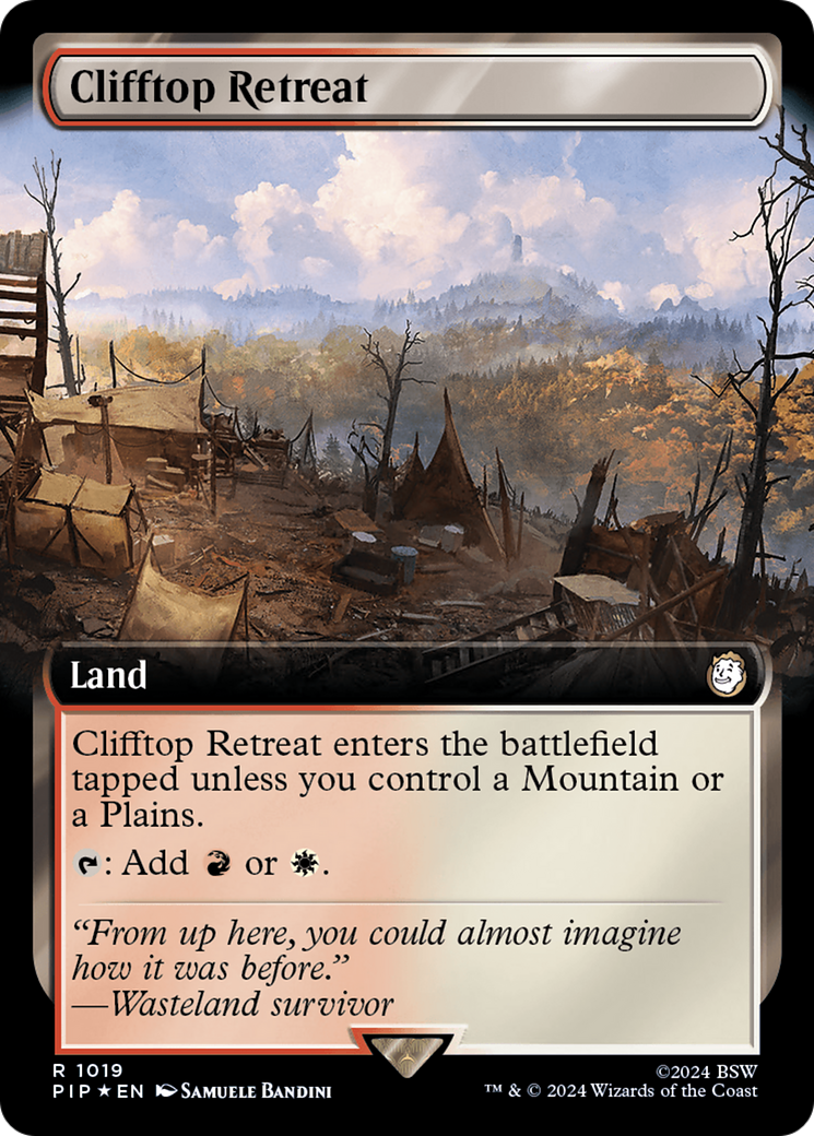 Clifftop Retreat (Extended Art) (Surge Foil) [Fallout] | Card Merchant Takapuna