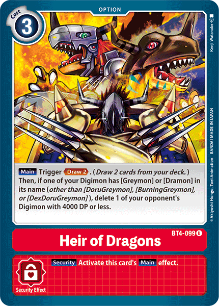 Heir of Dragons [BT4-099] [Great Legend] | Card Merchant Takapuna