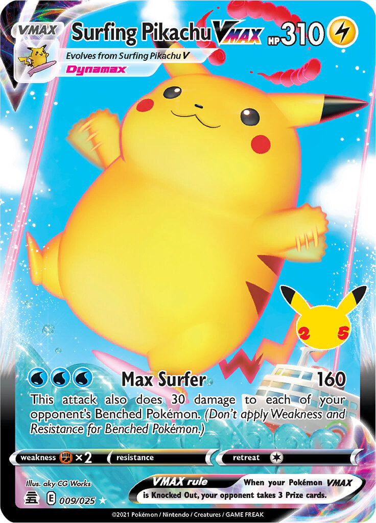 Surfing Pikachu VMAX (009/025) [Celebrations: 25th Anniversary] | Card Merchant Takapuna