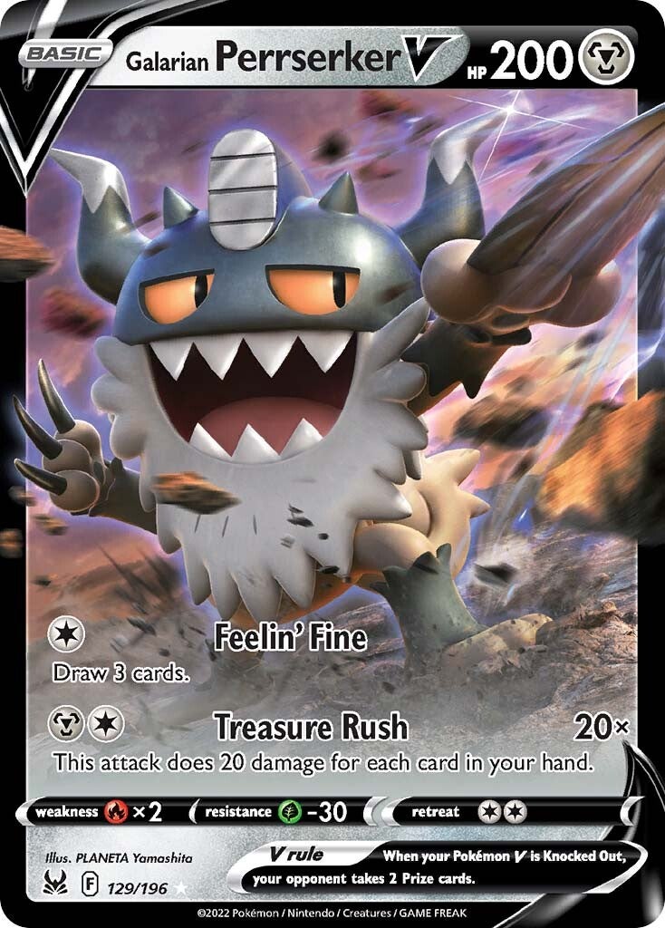 Galarian Perrserker V (129/196) [Sword & Shield: Lost Origin] | Card Merchant Takapuna