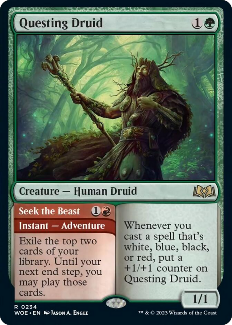 Questing Druid // Seek the Beast [Wilds of Eldraine] | Card Merchant Takapuna