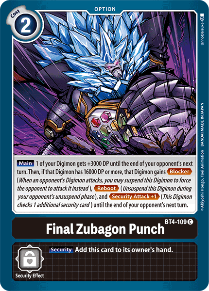 Final Zubagon Punch [BT4-109] [Great Legend] | Card Merchant Takapuna