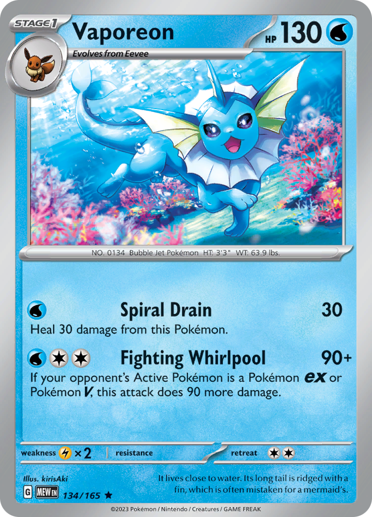 Vaporeon (134/165) [Scarlet & Violet 151] | Card Merchant Takapuna