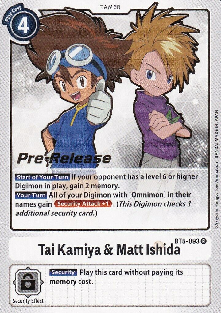 Tai Kamiya & Matt Ishida [BT5-093] [Battle of Omni Pre-Release Promos] | Card Merchant Takapuna