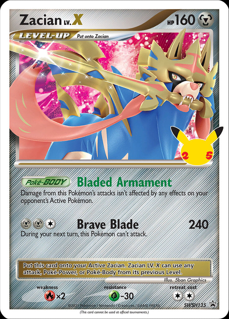 Zacian LV.X (SWSH135) (Celebrations) [Sword & Shield: Black Star Promos] | Card Merchant Takapuna