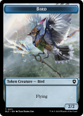 Bird (011) // Shark Double-Sided Token [Bloomburrow Commander Tokens] | Card Merchant Takapuna