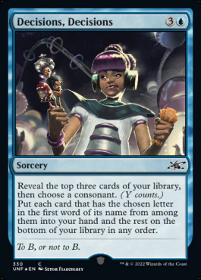 Decisions, Decisions (Galaxy Foil) [Unfinity] | Card Merchant Takapuna