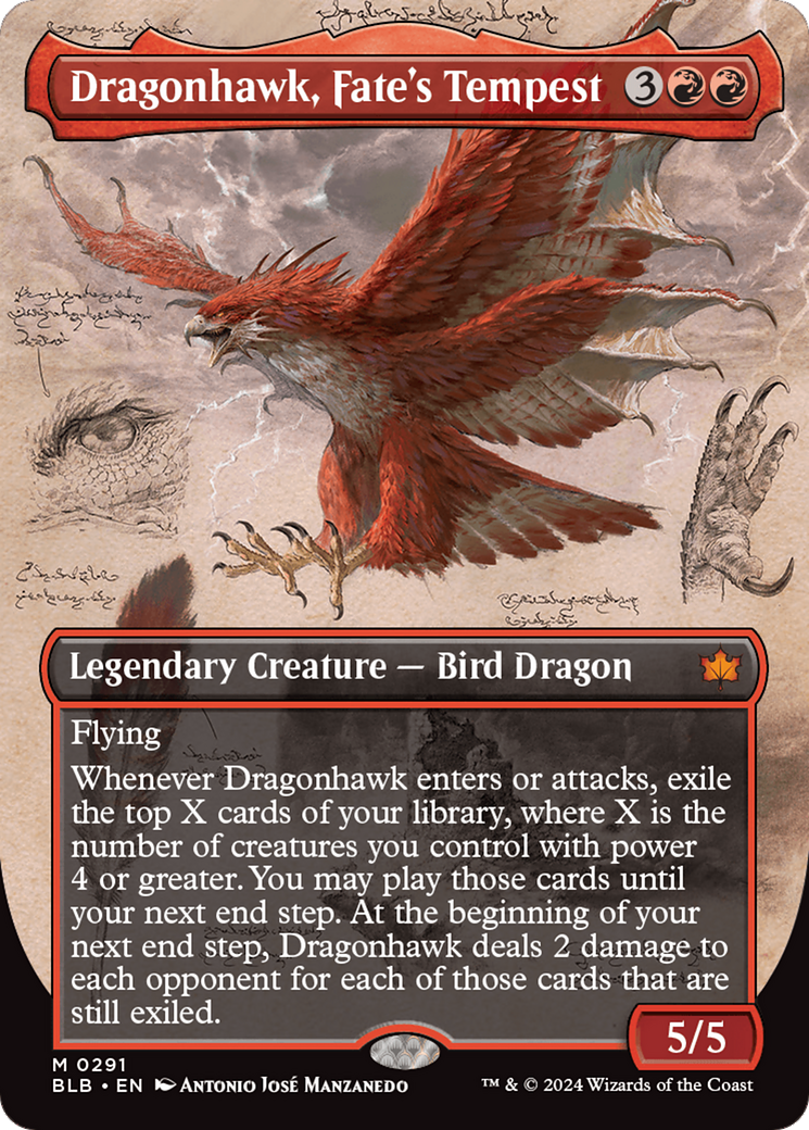 Dragonhawk, Fate's Tempest (Borderless) [Bloomburrow] | Card Merchant Takapuna