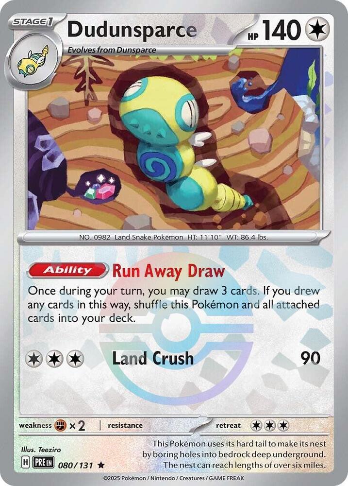 Dudunsparce (080/131) (Poke Ball Pattern) [Scarlet & Violet: Prismatic Evolutions] | Card Merchant Takapuna