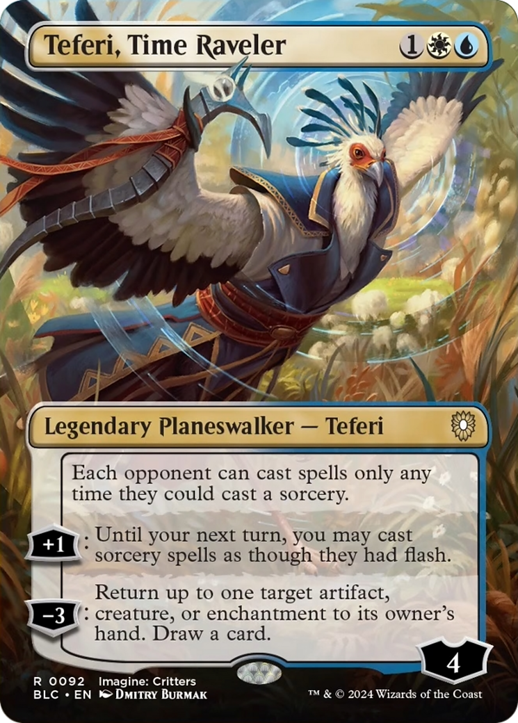 Teferi, Time Raveler (Borderless) [Bloomburrow Commander] | Card Merchant Takapuna