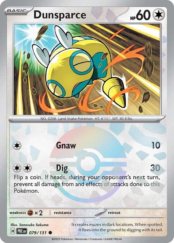 Dunsparce (079/131) (Poke Ball Pattern) [Scarlet & Violet: Prismatic Evolutions] | Card Merchant Takapuna