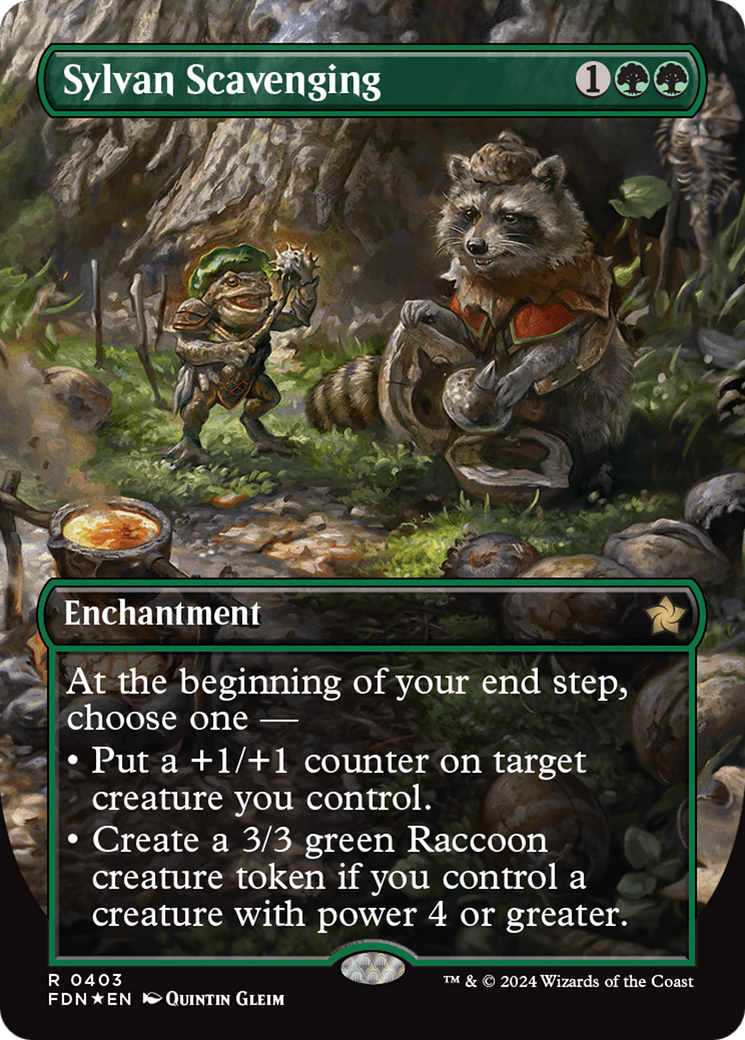 Sylvan Scavenging (Borderless) (Mana Foil) [Foundations] | Card Merchant Takapuna