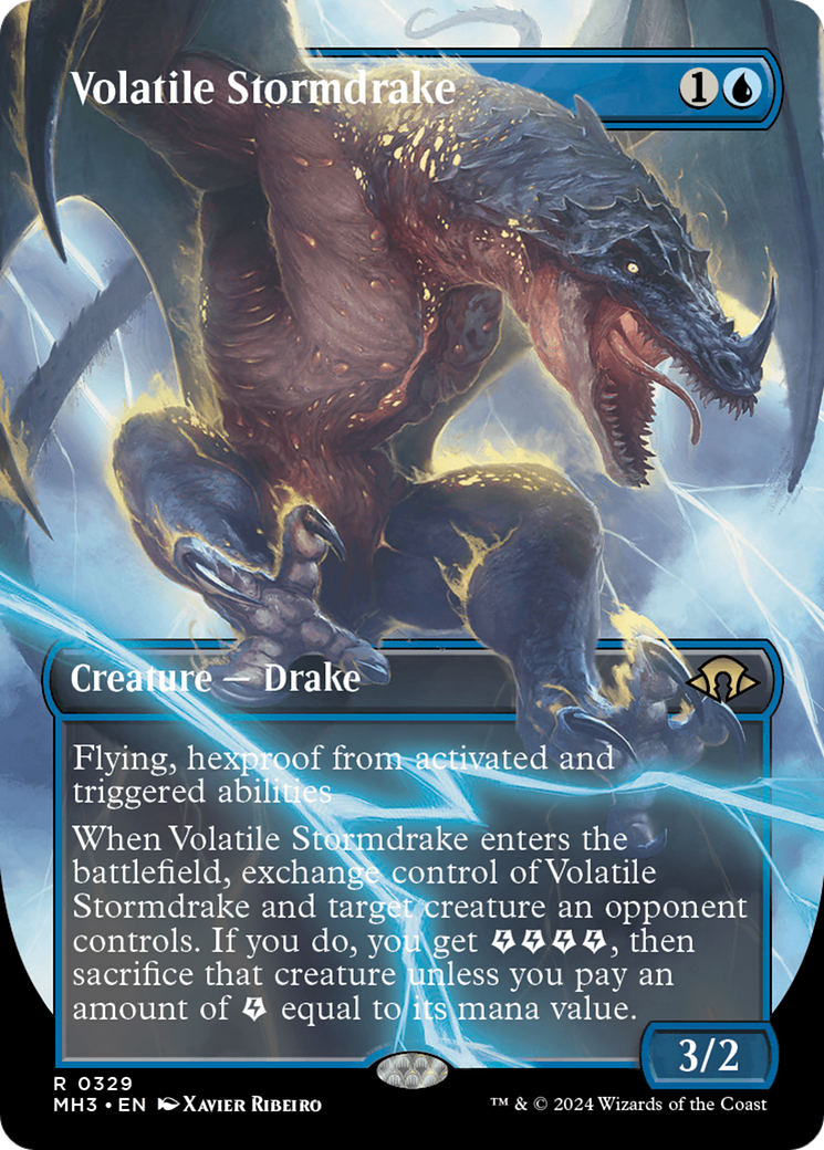 Volatile Stormdrake (Borderless) [Modern Horizons 3] | Card Merchant Takapuna