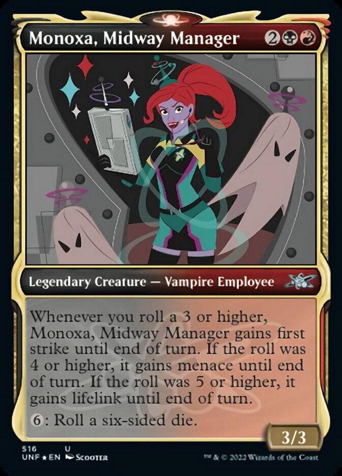 Monoxa, Midway Manager (Showcase) (Galaxy Foil) [Unfinity] | Card Merchant Takapuna